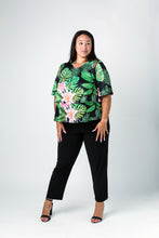 Load image into Gallery viewer, Black LABB Clothing | BL53-112 Tropical Fern Lillie Short Sleeve Layered Top