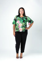 Load image into Gallery viewer, Black LABB Clothing | BL53-112 Tropical Fern Lillie Short Sleeve Layered Top