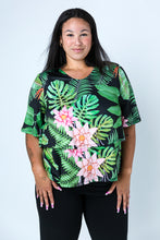 Load image into Gallery viewer, Black LABB Clothing | BL53-112 Tropical Fern Lillie Short Sleeve Layered Top