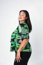 Load image into Gallery viewer, Black LABB Clothing | BL53-112 Tropical Fern Lillie Short Sleeve Layered Top