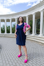 Load image into Gallery viewer, Black LABB Clothing | BL107-227 Luscious Pink Navy Pocketed Dress with Inset