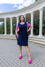 Load image into Gallery viewer, Black LABB Clothing | BL107-227 Luscious Pink Navy Pocketed Dress with Inset