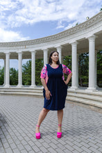 Load image into Gallery viewer, Black LABB Clothing | BL107-227 Luscious Pink Navy Pocketed Dress with Inset
