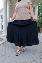 Load image into Gallery viewer, Black LABB Clothing | BL109-99 Black Linen Pin Tuck Skirt