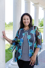 Load image into Gallery viewer, Black LABB Clothing | BL22-222 Aqua Stripe Criss Cross Overlay