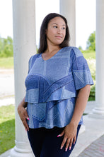 Load image into Gallery viewer, Black LABB Clothing | BL53-224 Denim Craze Lillie Short Sleeve Layered Top