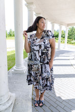 Load image into Gallery viewer, Black LABB Clothing | BL58-223B 3 Tier Beige Fresh Magazine Short Sleeve Dress