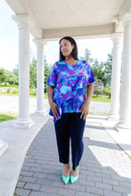 Load image into Gallery viewer, Black LABB Clothing | BL62-218 Whimsical Blue  Cold Shoulder Short Sleeve Top