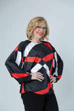 Load image into Gallery viewer, Black LABB Clothing | BL66-202 Red Geo Banded Top