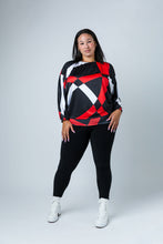 Load image into Gallery viewer, Black LABB Clothing | BL66-202 Red Geo Banded Top