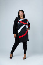 Load image into Gallery viewer, Black LABB Clothing | BL81-202 Red Geo Side Zip Tunic