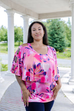 Load image into Gallery viewer, Black LABB Clothing | BL88-227 Luscious Pink Ladder Sleeve Overlay Top