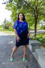 Load image into Gallery viewer, Black LABB Clothing | BL93-218 Whimsical Blue Layered Mesh Split Top