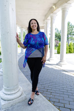 Load image into Gallery viewer, Black LABB Clothing | BL93-218 Whimsical Blue Layered Mesh Split Top