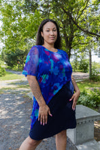 Load image into Gallery viewer, Black LABB Clothing | BL93-218 Whimsical Blue Layered Mesh Split Top