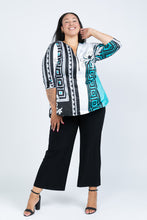 Load image into Gallery viewer, Black LABB Clothing | BL54-105 Athena Teal 3/4 Sleeve Split Back Top