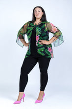 Load image into Gallery viewer, Black LABB Clothing | BL22-112 Tropical Fern Criss Cross Overlay