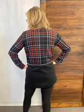 Load image into Gallery viewer, Red Plaid/Black Convertible Zip Off Jacket