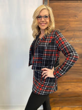 Load image into Gallery viewer, Red Plaid/Black Convertible Zip Off Jacket