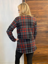 Load image into Gallery viewer, Red Plaid/Black Convertible Zip Off Jacket