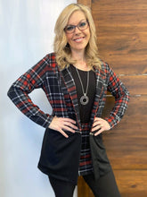 Load image into Gallery viewer, Red Plaid/Black Convertible Zip Off Jacket