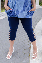 Load image into Gallery viewer, Black LABB Clothing | BL101-97 Perfect Navy Ladder Detail Legging Capri
