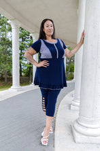 Load image into Gallery viewer, Black LABB Clothing | BL101-97 Perfect Navy Ladder Detail Legging Capri
