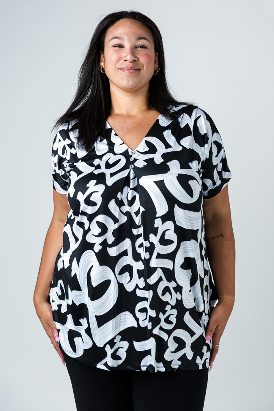 Black LABB Clothing | BL45-101 3 Button BL Signature Draped Top