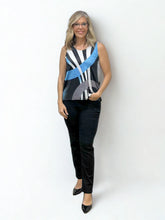 Load image into Gallery viewer, Black LABB Clothing | BL24-206 Perfect Black/Teal Swirl Petite Tank
