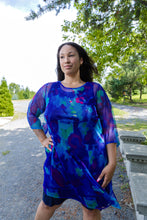 Load image into Gallery viewer, Black LABB Clothing | BL104-218 Whimsical Blue Asymmetric Long Mesh Cover-Up
