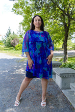 Load image into Gallery viewer, Black LABB Clothing | BL104-218 Whimsical Blue Asymmetric Long Mesh Cover-Up
