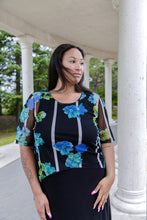 Load image into Gallery viewer, Black LABB Clothing | BL105-222 Aqua Stripe Curved Hem Mesh Top
