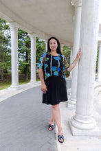 Load image into Gallery viewer, Black LABB Clothing | BL105-222 Aqua Stripe Curved Hem Mesh Top
