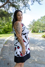 Load image into Gallery viewer, Black LABB Clothing | BL106-219 Mono Splash Sleeveless Inset Dress
