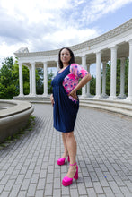 Load image into Gallery viewer, Black LABB Clothing | BL107-227 Luscious Pink Navy Pocketed Dress with Inset
