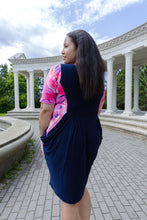 Load image into Gallery viewer, Black LABB Clothing | BL107-227 Luscious Pink Navy Pocketed Dress with Inset
