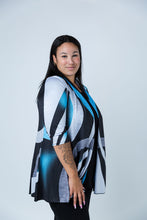 Load image into Gallery viewer, Black LABB Clothing | BL17-206 Black/Teal Swirl Open Jacket
