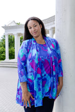 Load image into Gallery viewer, Black LABB Clothing | BL17-218 Whimsical Blue Open Jacket in Mesh
