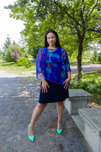 Load image into Gallery viewer, Black LABB Clothing | BL18-218 Whimsical Blue Asymmetric Mesh Top
