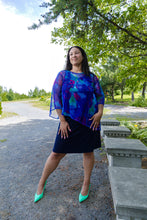 Load image into Gallery viewer, Black LABB Clothing | BL18-218 Whimsical Blue Asymmetric Mesh Top
