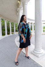 Load image into Gallery viewer, Black LABB Clothing | BL22-222 Aqua Stripe Criss Cross Overlay
