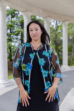 Load image into Gallery viewer, Black LABB Clothing | BL22-222 Aqua Stripe Criss Cross Overlay
