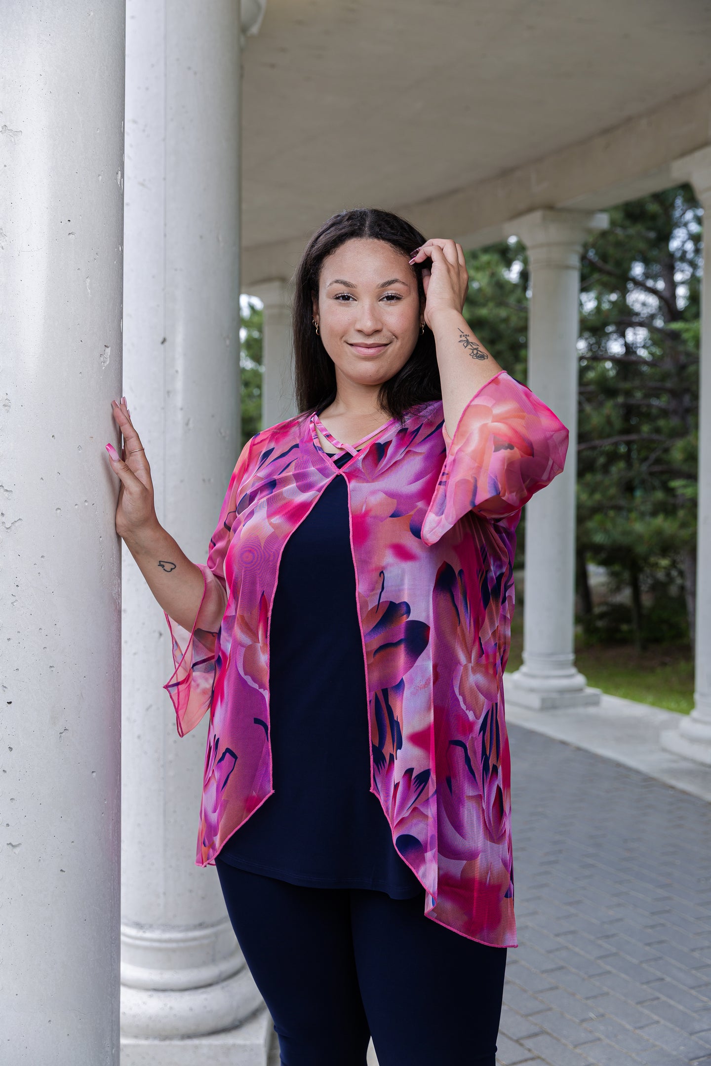 Black LABB Clothing | BL22-227 Luscious Pink Criss Cross Overlay