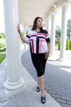 Load image into Gallery viewer, Black LABB Clothing | BL53-220 Coloured Lines Lillie Short Sleeve Layered Top
