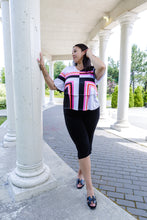 Load image into Gallery viewer, Black LABB Clothing | BL53-220 Coloured Lines Lillie Short Sleeve Layered Top
