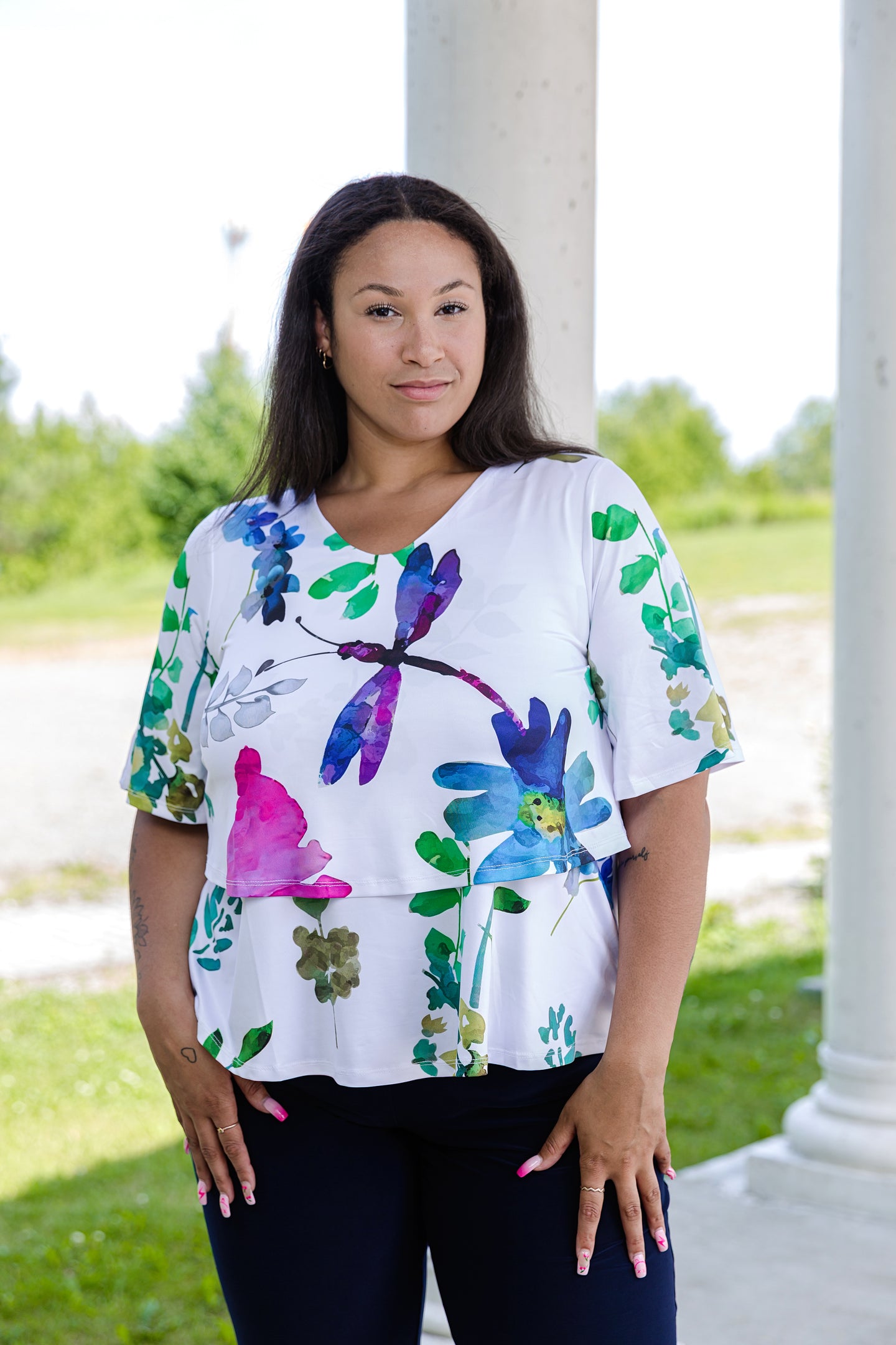 Black LABB Clothing | BL53-221 Nature's Finest Lillie Short Sleeve Layered Top