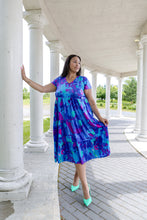 Load image into Gallery viewer, Black LABB Clothing | BL58-218 3 Tier Whimsical Blue Short Sleeve Dress
