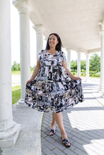 Load image into Gallery viewer, Black LABB Clothing | BL58-223B 3 Tier Beige Fresh Magazine Short Sleeve Dress
