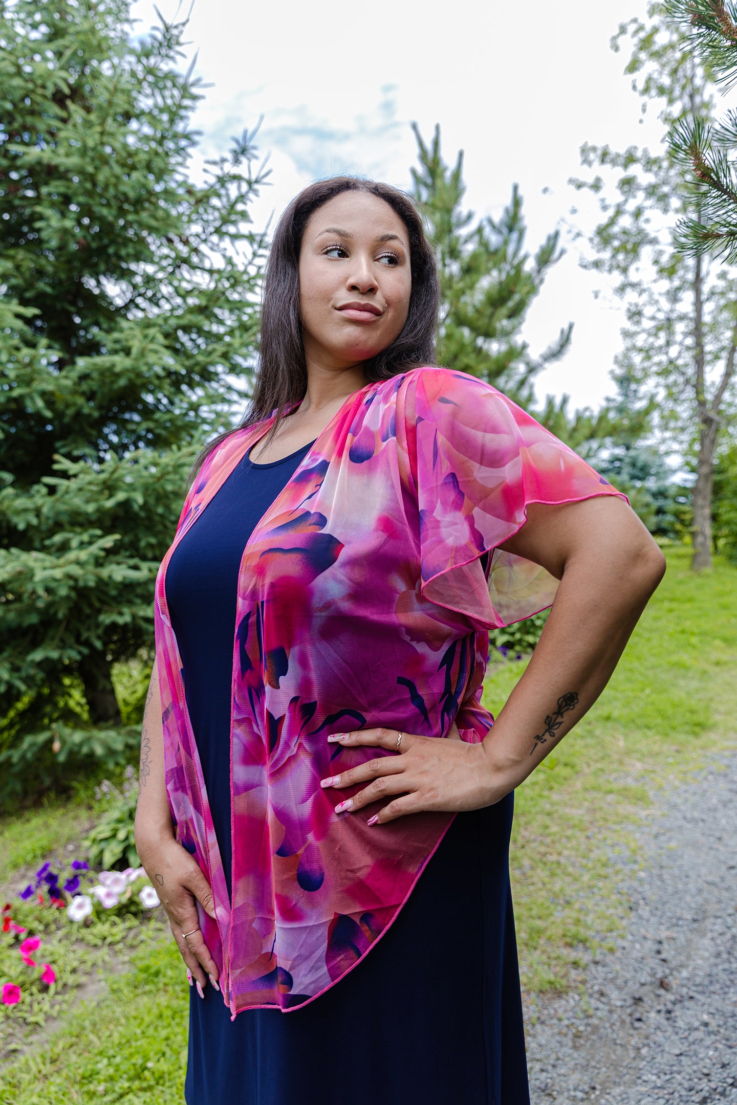 Black LABB Clothing | BL61-227 Luscious Pink Short Sleeve Mesh Shrug