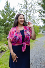 Load image into Gallery viewer, Black LABB Clothing | BL61-227 Luscious Pink Short Sleeve Mesh Shrug

